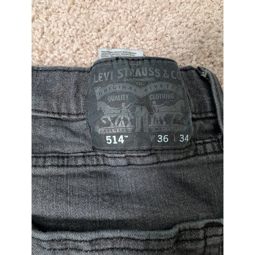 LEVI'S 514 Men's Jeans/Pants size 36X34; Washed Black Denim, straight Leg, Flex